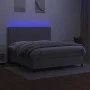 Box spring bed mattress and LED lights light gray fabric 160x200 cm by , Beds and slatted bases - Ref: Foro24-3135045, Price:...