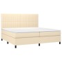 Box spring bed with cream fabric mattress 200x200 cm by , Beds and slatted bases - Ref: Foro24-3141966, Price: 622,52 €, Disc...