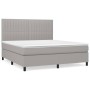 Box spring bed with light gray fabric mattress 160x200 cm by , Beds and slatted bases - Ref: Foro24-3141945, Price: 564,48 €,...