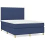 Box spring bed with blue fabric mattress 140x190 cm by , Beds and slatted bases - Ref: Foro24-3142495, Price: 485,79 €, Disco...