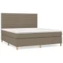 Box spring bed with taupe gray fabric mattress 160x200 cm by , Beds and slatted bases - Ref: Foro24-3142429, Price: 618,33 €,...