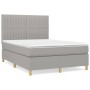 Box spring bed with light gray fabric mattress 140x200 cm by , Beds and slatted bases - Ref: Foro24-3142497, Price: 510,56 €,...