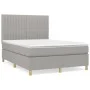 Box spring bed with light gray fabric mattress 140x200 cm by , Beds and slatted bases - Ref: Foro24-3142497, Price: 499,45 €,...