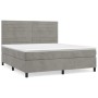Cama box spring con colchón terciopelo gris claro 160x200 cm de , Camas y somieres - Ref: Foro24-3143091, Precio: 521,63 €, D...