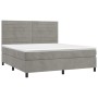 Cama box spring con colchón terciopelo gris claro 160x200 cm de , Camas y somieres - Ref: Foro24-3143091, Precio: 521,63 €, D...
