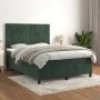 Cama box spring con colchón terciopelo verde oscuro 140x190 cm de , Camas y somieres - Ref: Foro24-3143142, Precio: 516,92 €,...