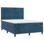 Box spring bed with dark blue velvet mattress 140x200 cm by , Beds and slatted bases - Ref: Foro24-3143149, Price: 494,76 €, ...
