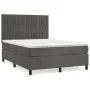 Box spring bed with dark gray velvet mattress 140x190 cm by , Beds and slatted bases - Ref: Foro24-3143140, Price: 499,48 €, ...