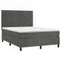 Box spring bed with dark gray velvet mattress 140x190 cm by , Beds and slatted bases - Ref: Foro24-3143140, Price: 499,48 €, ...