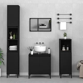 Juego de muebles de baño 3 pzas madera contrachapada negro de , Muebles de baño - Ref: Foro24-3185590, Precio: 189,64 €, Desc...