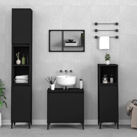 Juego de muebles de baño 3 pzas madera contrachapada negro de , Muebles de baño - Ref: Foro24-3185590, Precio: 196,21 €, Desc...
