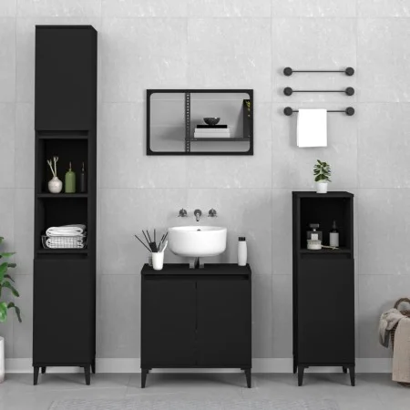 Juego de muebles de baño 3 pzas madera contrachapada negro de , Muebles de baño - Ref: Foro24-3185590, Precio: 189,64 €, Desc...
