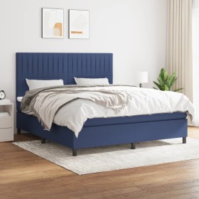 Box spring bed with blue fabric mattress 160x200 cm by , Beds and slatted bases - Ref: Foro24-3141951, Price: 554,46 €, Disco...