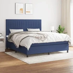 Box spring bed with blue fabric mattress 160x200 cm by , Beds and slatted bases - Ref: Foro24-3141951, Price: 546,12 €, Disco...