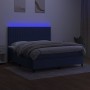 Box spring bed mattress and LED lights blue fabric 160x200 cm by , Beds and slatted bases - Ref: Foro24-3135051, Price: 552,9...