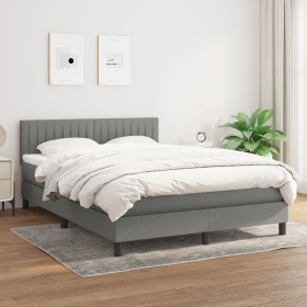 Cama box spring con colchón tela gris oscuro 140x200 cm