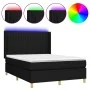 Box spring bed mattress and LED lights black fabric 140x200 cm by , Beds and slatted bases - Ref: Foro24-3139039, Price: 507,...