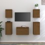 Muebles para TV 5 piezas madera maciza de pino marrón miel