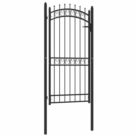 Puerta de valla con picos acero negro 100x200 cm