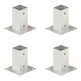 Anchors for posts 4 units galvanized metal 71 mm by , fence posts - Ref: Foro24-145447, Price: 25,41 €, Discount: %