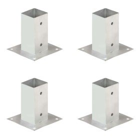 Anclajes para postes 4 unidades metal galvanizados 71 mm