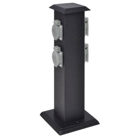 Columna negra con enchufes para el jardín de vidaXL, Enchufes de pared - Ref: Foro24-41233, Precio: 38,34 €, Descuento: %