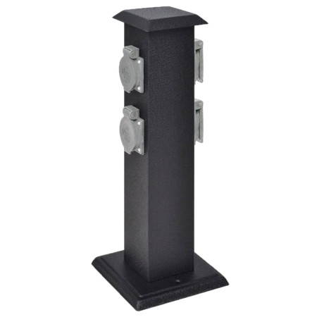 Schwarze Säule mit Steckdosen für den Garten von vidaXL, Steckdosen - Ref: Foro24-41233, Preis: 38,34 €, Rabatt: %
