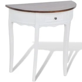 Semicircular console table with white drawer and brown surface by vidaXL, Side tables - Ref: Foro24-241531, Price: 138,90 €, ...