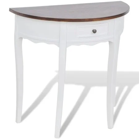 Semicircular console table with white drawer and brown surface by vidaXL, Side tables - Ref: Foro24-241531, Price: 138,90 €, ...
