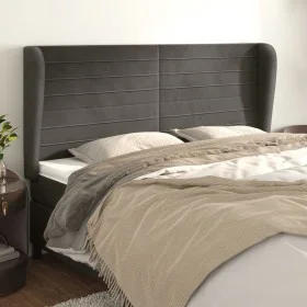Headboard with dark gray velvet ears 163x23x118/128 cm by , Headboards and footboards - Ref: Foro24-3118151, Price: 120,72 €,...