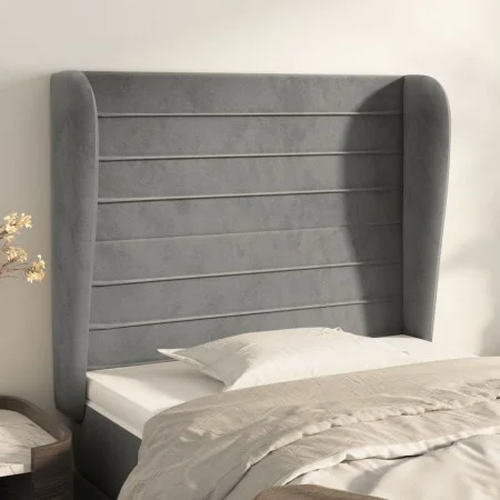 Headboard with light gray velvet ears 83x23x118/128 cm by , Headboards and footboards - Ref: Foro24-3118126, Price: 74,11 €, ...