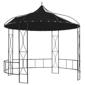 Cenador redondo gris antracita 300x290 cm