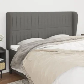 Headboard with dark gray fabric ears 203x23x118/128 cm by , Headboards and footboards - Ref: Foro24-3118217, Price: 117,79 €,...