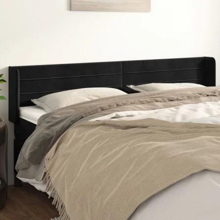 Kopfteil aus schwarzem Samt, 163 x 16 x 78/88 cm von , Kopf- und Fußteile - Ref: Foro24-3118964, Preis: 68,44 €, Rabatt: %