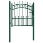 Puerta de valla con picos acero verde 100x100 cm