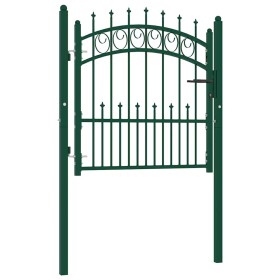 Puerta de valla con picos acero verde 100x100 cm