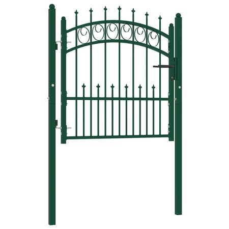 Puerta de valla con picos acero verde 100x100 cm