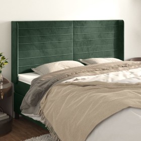 Headboard with dark green velvet ears 163x16x118/128cm by , Headboards and footboards - Ref: Foro24-3119777, Price: 141,06 €,...