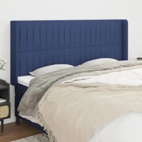 Headboard with blue fabric ears 203x16x118/128 cm by , Headboards and footboards - Ref: Foro24-3119846, Price: 122,36 €, Disc...
