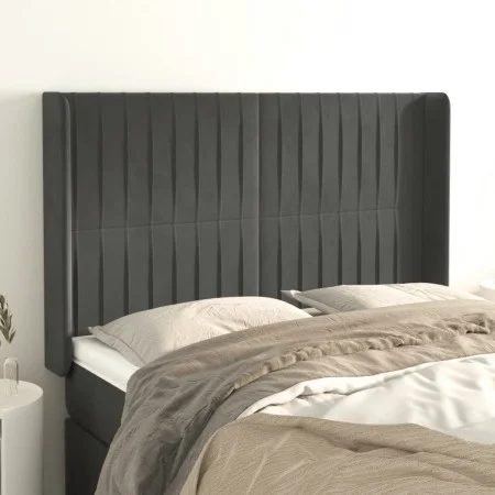 Headboard with dark gray velvet ears 147x16x118/128 cm by , Headboards and footboards - Ref: Foro24-3119867, Price: 117,93 €,...