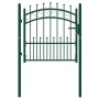 Puerta de valla con picos acero verde 100x100 cm