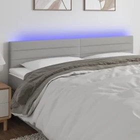 Light gray fabric headboard with LED 160x5x78/88 cm by , Headboards and footboards - Ref: Foro24-3121758, Price: 65,30 €, Dis...