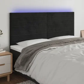 Kopfteil aus schwarzem Samt mit LED-Leuchten, 160 x 5 x 118/128 cm von , Kopf- und Fußteile - Ref: Foro24-3122620, Preis: 124...