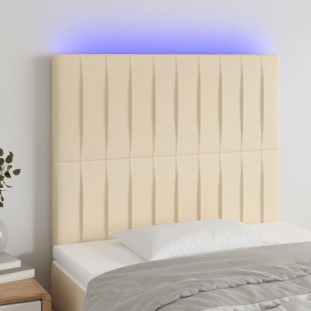 Kopfteil mit LED-Leuchten, cremefarbener Stoff, 100 x 5 x 118/128 cm von , Kopf- und Fußteile - Ref: Foro24-3122657, Preis: 8...