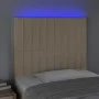 Headboard with LED lights cream fabric 100x5x118/128 cm by , Headboards and footboards - Ref: Foro24-3122657, Price: 88,34 €,...