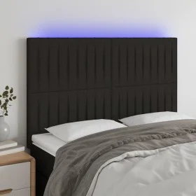 Headboard with LED lights black fabric 144x5x118/128 cm by , Headboards and footboards - Ref: Foro24-3122662, Price: 99,87 €,...