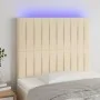 Cabecero con luces LED tela crema 80x5x118/128 cm de , Cabeceros y pies de cama - Ref: Foro24-3122641, Precio: 69,87 €, Descu...
