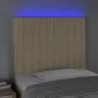 Headboard with LED lights cream fabric 80x5x118/128 cm by , Headboards and footboards - Ref: Foro24-3122641, Price: 69,88 €, ...