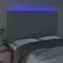 Headboard with LED lights light gray fabric 144x5x118/128 cm by , Headboards and footboards - Ref: Foro24-3122660, Price: 119...