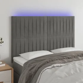 Headboard with LED lights light gray velvet 144x5x118/128 cm by , Headboards and footboards - Ref: Foro24-3122710, Price: 126...